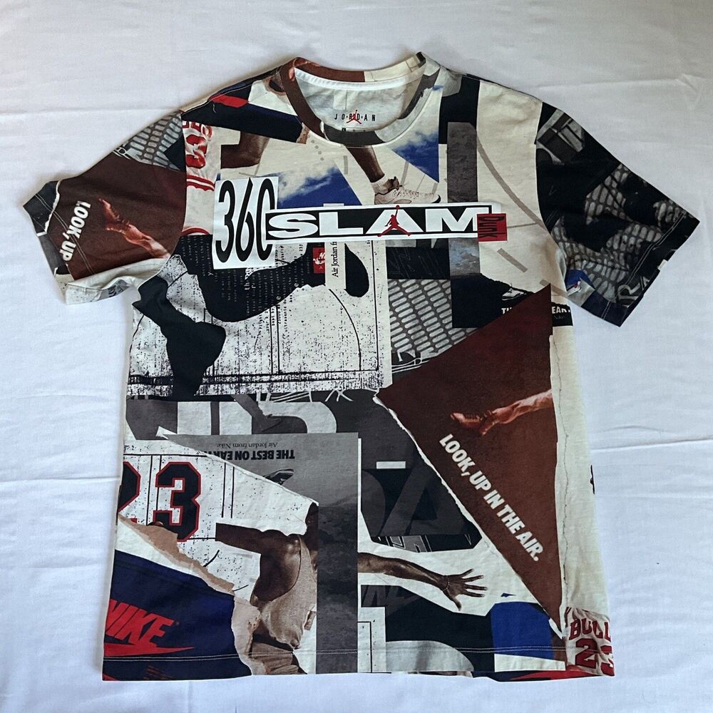 Retro Jordan Men's Large 360 Slam Dunk Tee All Over Print Nike Air T-Shirt